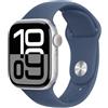 Apple Watch Series 10 Serie 10 GPS + Cellular 42mm Cassa in Alluminio Color Argento con Denim Sport Band - S/M"
