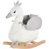 HOMCOM Cavallo a Dondolo per Bambini a Forma di Cigno Bianco e Grigio | Dondolo Giocattolo Cavalcabile, per Bambini 18-36 Mesi Max 40kg, Legno di Pioppo e Peluche