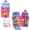 Polly Pocket Cofanetto La Casetta del Gelato, Grande | Set a tema orso a forma di cono gelato con 2 mini bambole, oltre 25 accessori fra mobili, cibo, animali, bambini 4+, JKB89