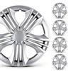 SUVOO Set 4 Copricerchi Auto Universali in ABS, Coppe Ruota per Cerchi in Acciaio con Anello Metallico di Fissaggio, Nero/Argento, Installazione Rapida (15.0, Pollici, FUN)