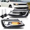 VLAND Motor nero Faro per Jetta MK6 2011-2018 Berlina 6a generazione [non adatto per un GLI], con lampeggiante sequenziale (con lampadine d2h)
