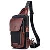 Hebetag Borsa monospalla a tracolla, da uomo e donna, zainetto da viaggio e per attività all'aperto, stile tattico e casual, per la pesca, caccia, escursionismo, campeggio, borsa da petto, nero e marrone