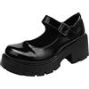 Ulalaza Piattaforma delle Donne Mary Janes Scarpe Sweet Toe Ankle Gothic Platform Dress Décolleté Scarpe Chunky Platform Shoes Scarpe Eleganti in Pelle Verniciata