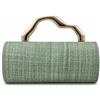 TISHITA Borsa Clutch Tracolla Pochette Bauletto con Manico Scultoreo in Metallo Corpo Rigido Cilindrico E Testurizzato in Paglia PP E Cotone Adatta per, Array, Verde