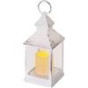 EMOS Lanterna antica con candela LED, design vintage e effetto fiamma, IP20, per interni, funzionamento a batteria (3 x AAA), 10.000 ore, luce bianca calda, 6 ore, funzione timer, 10,5 x 24 cm, bianco