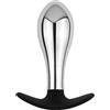 SuperLove Teardrop Metal Butt Plug with Silicone Base Silver Large