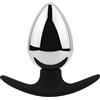 SuperLove Metal Butt Plug with Silicone Base Silver Large