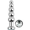 SuperLove Anal Jewel Beaded Metal Butt Plug Silver-Clear Gem