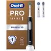 Oral-B Spazzolino Elettrico Pro Serie 1, 2 Testine di Ricambio, Nero | Ricaricabile, 2 Testine di Ricambio per Spazzolino Elettrico, Gengive Protette, Pulizia Denti Efficace, 3 Modalità
