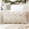 Artscope 1 Pezzi Natalizio Federe in Lana Corta Velluto Copricuscini Morbido Decorativo Fodere per Cuscino Lusso Stile per Divano Camera da Letto Fiocchi di Neve e Cervo Beige 40x60 cm