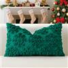 Artscope 1 Pezzi Natalizio Federe in Lana Corta Velluto Copricuscini Morbido Decorativo Fodere per Cuscino Lusso Stile per Divano Camera da Letto Natale Neve Verde 40x60 cm