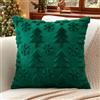 Artscope 1 Pezzi Natalizio Federe in Lana Corta Velluto Copricuscini Morbido Decorativo Fodere per Cuscino Lusso Stile per Divano Camera da Letto Natale Alberi e Neve Verde 50x50 cm