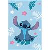 Jerry Fabrics Lilo and Stitch, coperta in pile blu, morbida e accogliente, per bambini e ragazzi, 100% poliestere, 100 x 150 cm, coperta leggera in peluche con motivo Stitch, Disney Comfort per divano, letto o