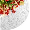 XIMEY Tappeto Albero di Natale 90cm bianco Copri Base Albero Natale, morbido Gonna Albero di Natale, Copri Albero di Natale per Decorazione Natalizia Invernale, Decorazioni Albero di Natale (Argento)