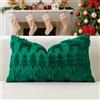 Artscope 1 Pezzi Natalizio Federe in Lana Corta Velluto Copricuscini Morbido Decorativo Fodere per Cuscino Lusso Stile per Divano Camera da Letto Albero di Natale e Cervo Verde 40x60 cm
