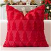 Artscope 1 Pezzi Natalizio Federe in Lana Corta Velluto Copricuscini Morbido Decorativo Fodere per Cuscino Lusso Stile per Divano Camera da Letto Natale Albero Rosso 50x50 cm