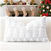 Artscope 1 Pezzi Natalizio Federe in Lana Corta Velluto Copricuscini Morbido Decorativo Fodere per Cuscino Lusso Stile per Divano Camera da Letto Natale Albero Bianco 40x60 cm