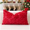 Artscope 1 Pezzi Natalizio Federe in Lana Corta Velluto Copricuscini Morbido Decorativo Fodere per Cuscino Lusso Stile per Divano Camera da Letto Natale Neve Rosso 40x60 cm