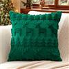 Artscope 1 Pezzi Natalizio Federe in Lana Corta Velluto Copricuscini Morbido Decorativo Fodere per Cuscino Lusso Stile per Divano Camera da Letto Albero di Natale e Cervo Verde 50x50 cm