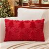 Artscope 1 Pezzi Natalizio Federe in Lana Corta Velluto Copricuscini Morbido Decorativo Fodere per Cuscino Lusso Stile per Divano Camera da Letto Natale Alberi e Neve Rosso 40x60 cm
