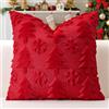Artscope 1 Pezzi Natalizio Federe in Lana Corta Velluto Copricuscini Morbido Decorativo Fodere per Cuscino Lusso Stile per Divano Camera da Letto Natale Alberi e Neve Rosso 50x50 cm
