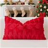 Artscope 1 Pezzi Natalizio Federe in Lana Corta Velluto Copricuscini Morbido Decorativo Fodere per Cuscino Lusso Stile per Divano Camera da Letto Albero di Natale e Cervo Rosso 40x60 cm