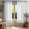 Deconovo Tende Trasparenti per Interni Voile con Anelli, Tende per Finestre e Soggiorno, Camera da Letto, Pannelli Leggeri Decorativi, Bianco, 140x180 cm, 2 Pezzi