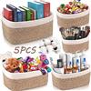 FAMKEEP Set di 5 Cestini Portaoggetti Intrecciato in Corda di Cotone, cestino portaoggetti bagno,Impilabile Organizer Fasciatoio, Decorazione Cestini Stoccaggio per Bagno Cameretta Salotto Ufficio