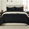 Elegant Comfort® Wrinkle & Fade Resistant 1500 Thread Count - Damask Stripes Egyptian Quality Luxurious Silky Soft 3PC Duvet Cover Set, King/Cal-King, Nero