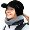 TOP-EX M/L/XL Berretto da baseball impermeabile da donna invernale con paraorecchie, coda di cavallo, berretto caldo con fodera in pile, da donna, per corsa, cappello invernale, riflettente, L/XL