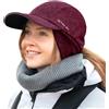 TOP-EX M/L/XL Berretto da baseball impermeabile per donna Inverno con paraorecchie Coda di cavallo Berretto caldo con fodera in pile Donna Corsa Berretto invernale riflettente, L/XL