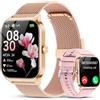 CASCHO Smartwatch Donna,1.85''Orologio Smartwatch Donna con Chiamate/Notifiche WhatsApp,120 Modalità Sportive/Sonno/Cardiofrequenzimetro/SpO2/Stress/Contapassi,Smart Watch per Android iOS(2 Cinturino)