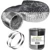 HYDROPLANETE Kit Condotta in PVC Nero Flessibile 3 Metri con 2 Fascette di Fissaggio - Tubo di Ventilazione Diametri 100 125 o 150 mm