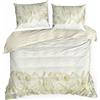 EUROFIRANY | Set letto - Set letto - 220 x 200 cm - Bianco Beige - Lenzuola - Set copripiumino - Cotone