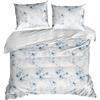 EUROFIRANY | Set da letto - Biancheria da letto - 160x200 cm - 100% cotone - bianco - Set copripiumino - a fiori