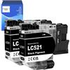 LAIPENG Cartucce d'inchiostro LC521 LC521BK compatibili per stampanti Brother DCPJ1260W, DCPJ1310DW, DCPJ1313DW, DCPJ1360DW, DCPJ1460DW. Contenuto: 2 cartucce nere (LC521BK)