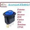 GlobalME INTERRUTTORE A BILANCIERE LUMINOSO 12Vdc DIAMETRO ESTERNO 24 foro incasso 20 Terminali faston 4,8 BLU