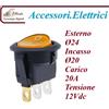GlobalME INTERRUTTORE A BILANCIERE LUMINOSO 12Vdc DIAMETRO ESTERNO 24 foro incasso 20 Terminali faston 4,8 GIALLO