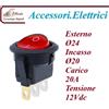 GlobalME INTERRUTTORE A BILANCIERE LUMINOSO 12Vdc DIAMETRO ESTERNO 24 foro incasso 20 Terminali faston 4,8 ROSSO