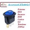 GlobalME INTERRUTTORE A BILANCIERE LUMINOSO 230VaC DIAMETRO ESTERNO 24 foro incasso 20 Terminali faston 4,8 BLU