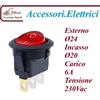 GlobalME INTERRUTTORE A BILANCIERE LUMINOSO 230VaC DIAMETRO ESTERNO 24 foro incasso 20 Terminali faston 4,8 ROSSO