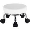WKWKER Roller Seat PU Leather Low Round Rolling Stool Small Stool con ruote girevoli girevoli universali per Home Office Garage Shop Fitness Sport, H: 21.8cm (bianco)