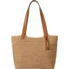 Syutokul Borsa in paglia, spaziose borse di paglia da donna, borsa a tracolla estiva intrecciata con cinturino in pelle e tasca interna con cerniera per viaggi, vacanze, marrone
