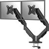Fellowes Braccio Monitor Doppio Everyday Plus - Supporta 2 schermi 17"-32" (2-9 kg ciascuno), regolabile in altezza, inclinazione e rotazione, VESA 75/100, a morsetto o foro passante - Nero