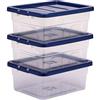 Bankers Box 15L scatole in plastica in confezione da 3, BPA-Free, con coperchi riciclati al 100%, impilabili, coperchio anti polvere, 17x32x40cm, ideali per organizzare la casa e l'ufficio