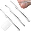 QOMJUFA Bisturi per Pedicure, Set Pedicure Professionale in Acciaio Inox da 3 Pezzi, Kit di Coltelli per Pedicure con Custodia, Pedicure Attrezzi per Rimuovere l Calli di Pelle Morta, Dura