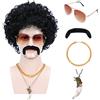Bettecos Parrucca da discoteca 70 anni '80, capelli sintetici corti e ricci, afro da uomo, costume anni '60, cosplay, feste di Halloween