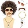 Bettecos Parrucca da discoteca 70 anni '80, capelli sintetici corti e ricci, afro da uomo, costume anni '60, cosplay, feste di Halloween