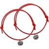 KAKI La Felicità è Nelle Piccole Cose Braccialetti di coppia Filo Rosso del destino con pendente colorazione Argento (coppia)