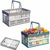 SZKKQKJ Cestino per la spesa pieghevole con manico, cassette plastica, piccolo cestino pieghevole con manico, robusto cestino pieghevole per shopping, campeggio, cucina, bagno (38 x 25 x 20 cm, 2 pezzi)